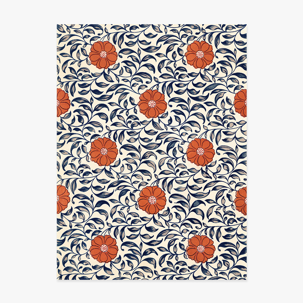 Póster de flores chinas rojas