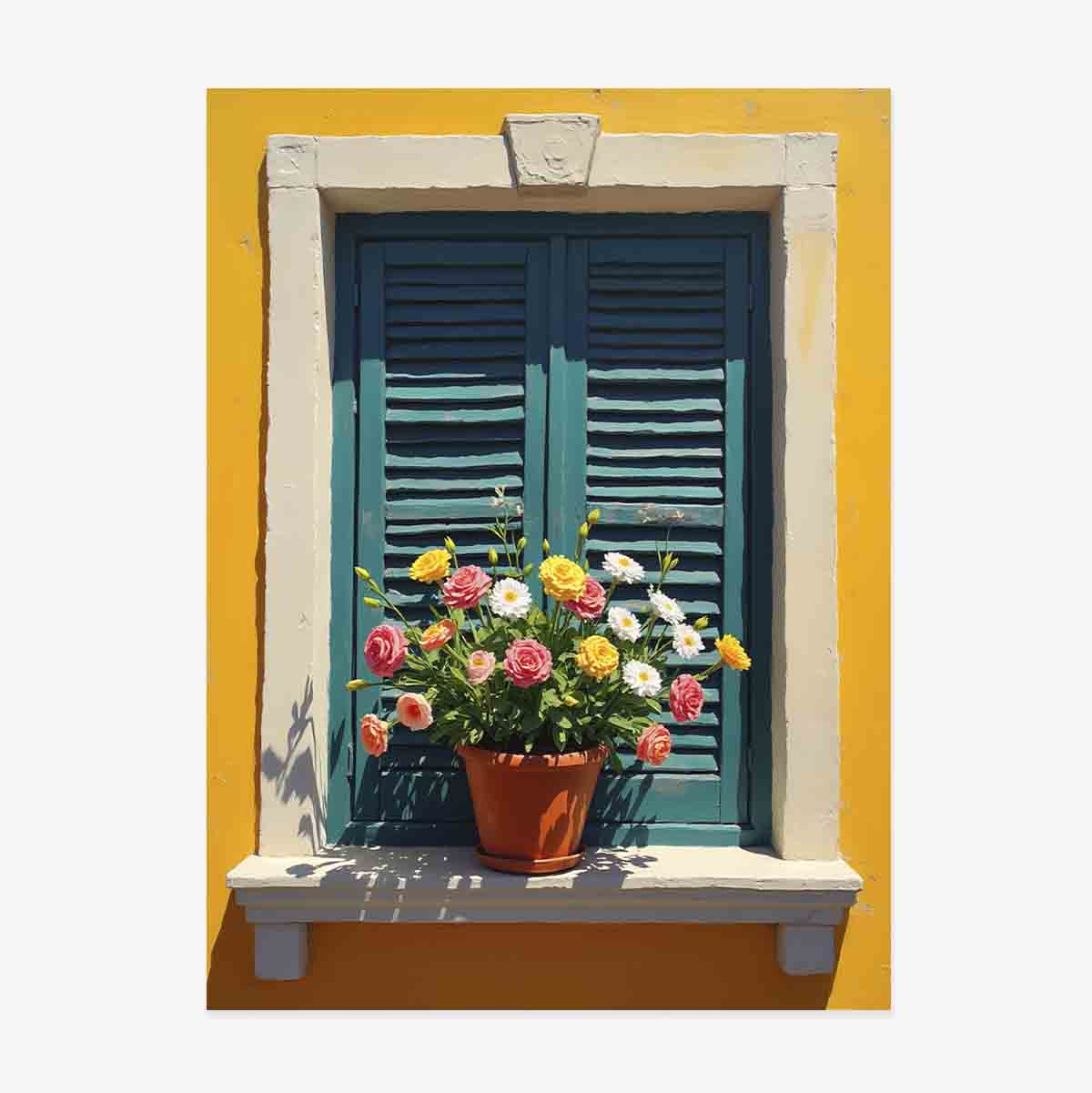 Póster: Ventana con maceta de flores