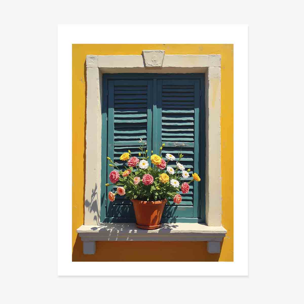 Póster: Ventana con maceta de flores