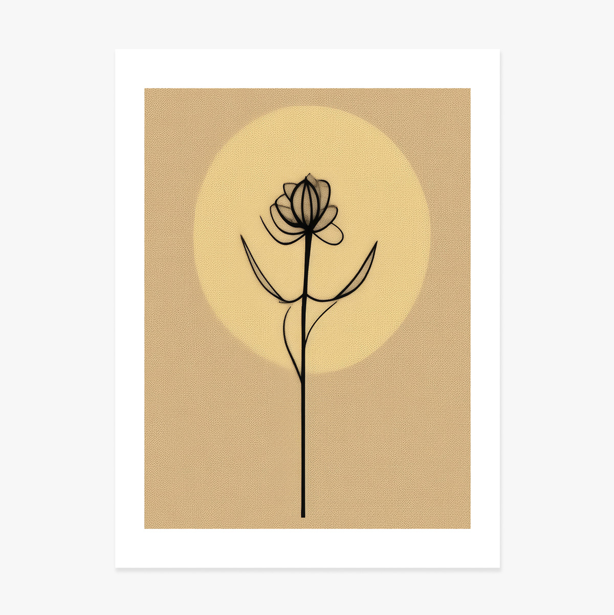 Póster de una flor minimalista en estilo «line art»