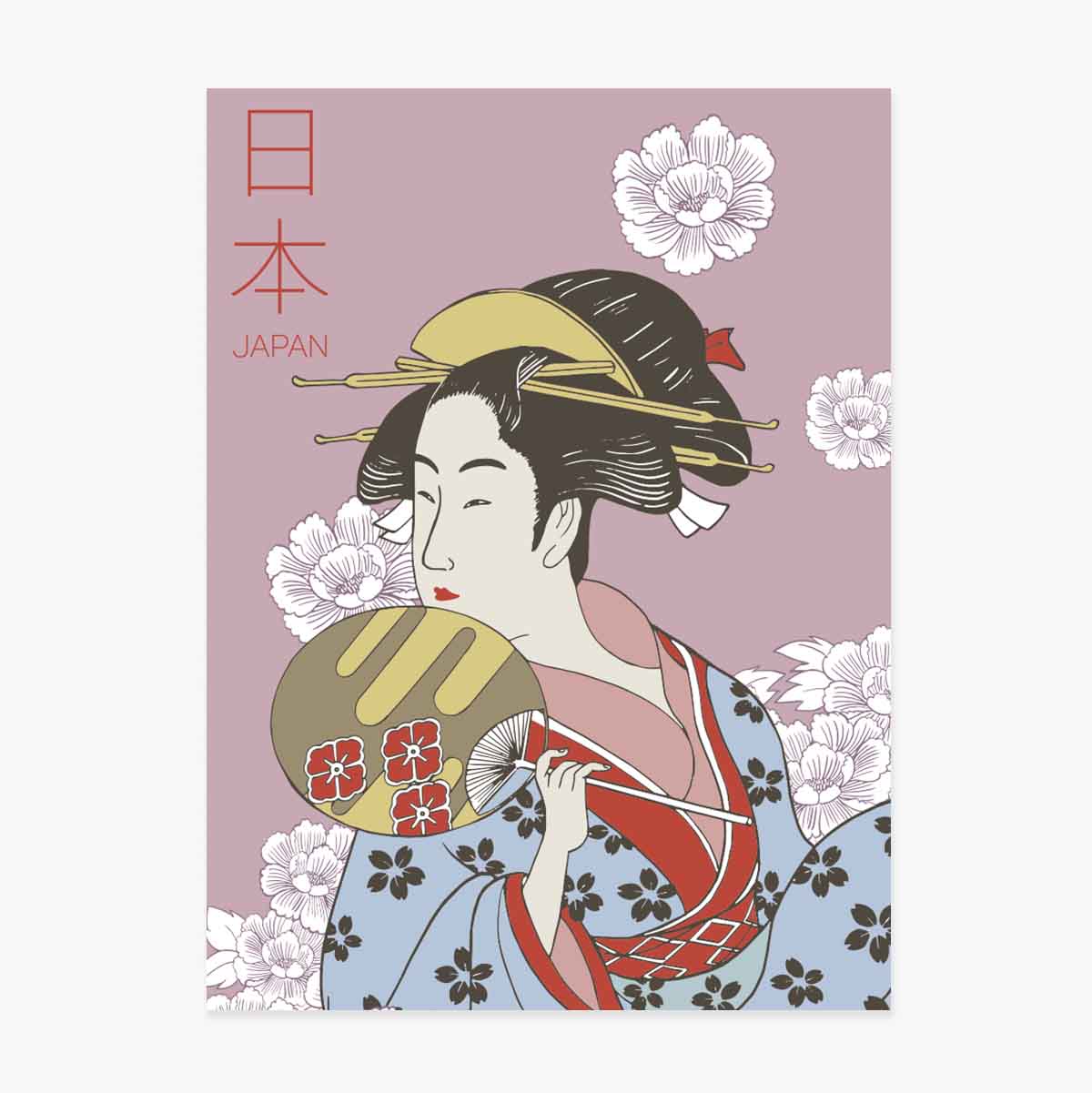 Póster de una geisha