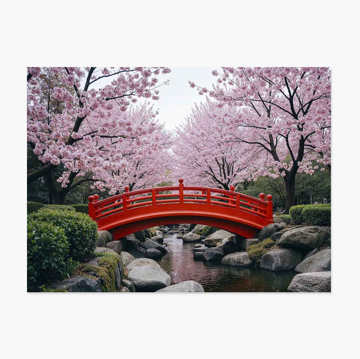Póster «Jardín japonés»: cerezos en flor
