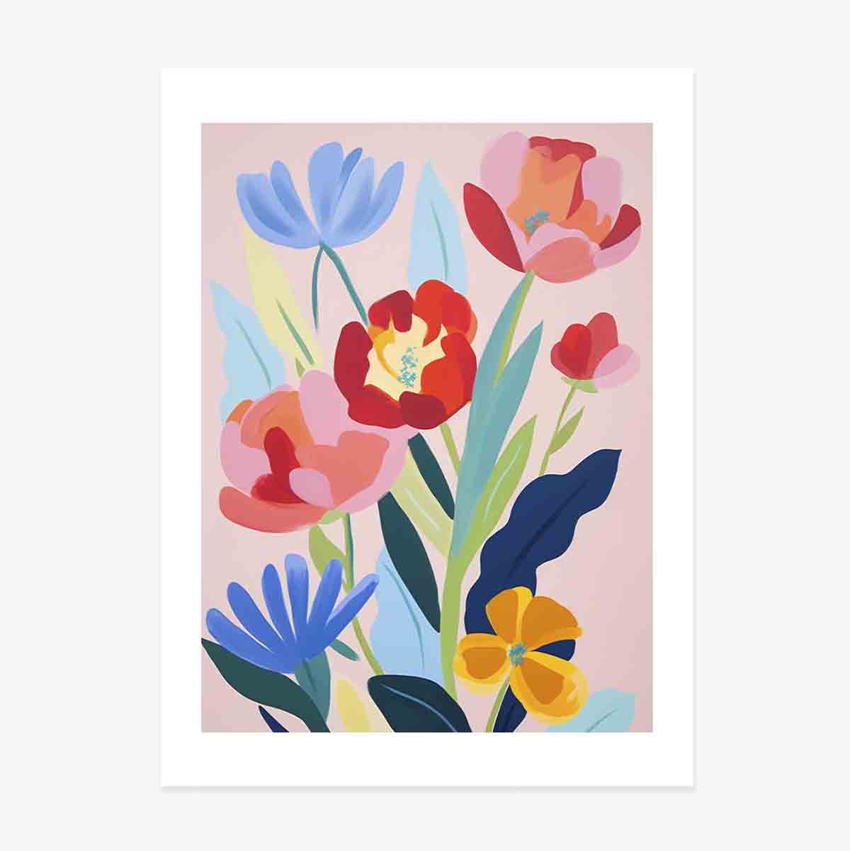 Póster con ilustración de flores de colores, dibujadas 2