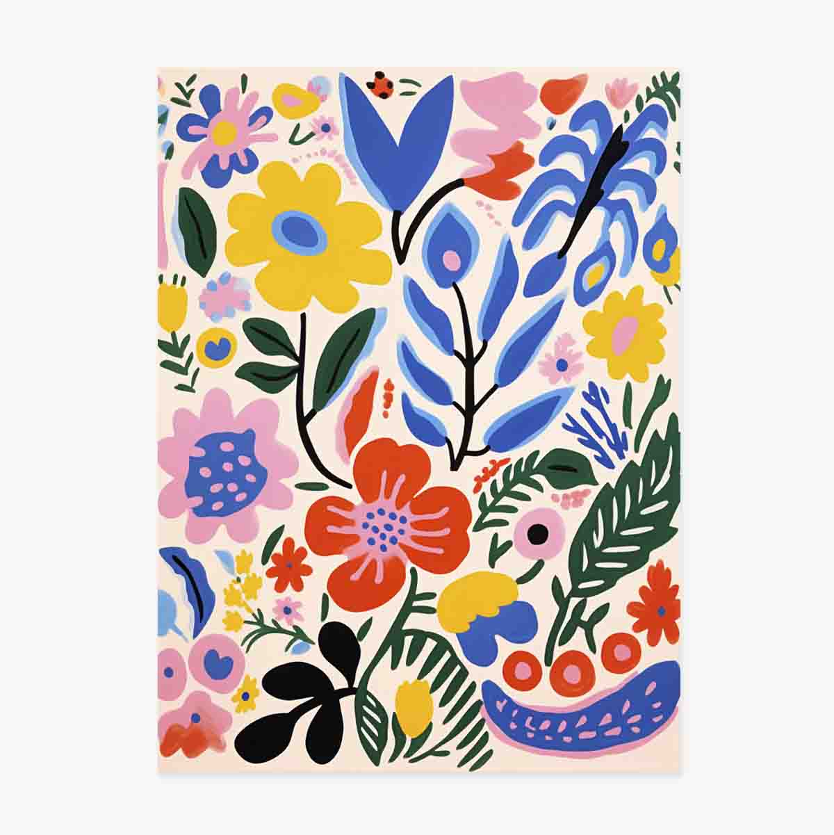 Póster con ilustración de flores de colores, dibujo 3