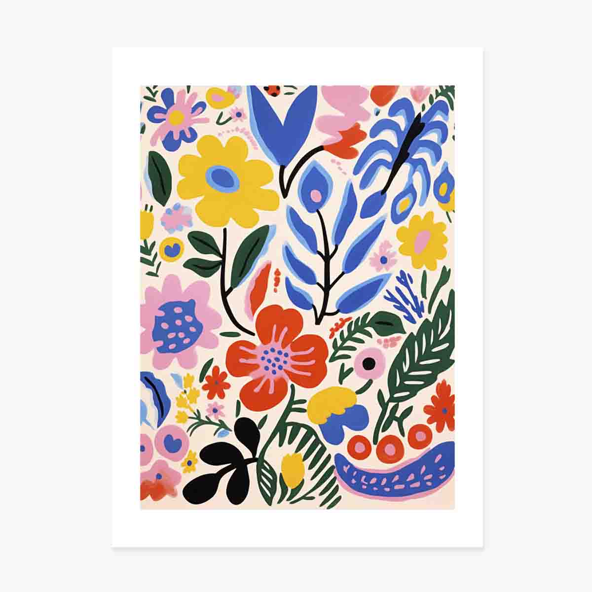 Póster con ilustración de flores de colores, dibujo 3
