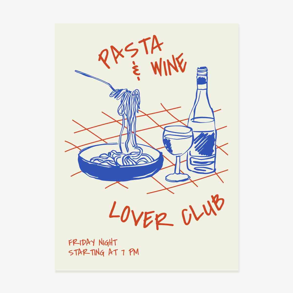 Cartel «Pasta & Wine»