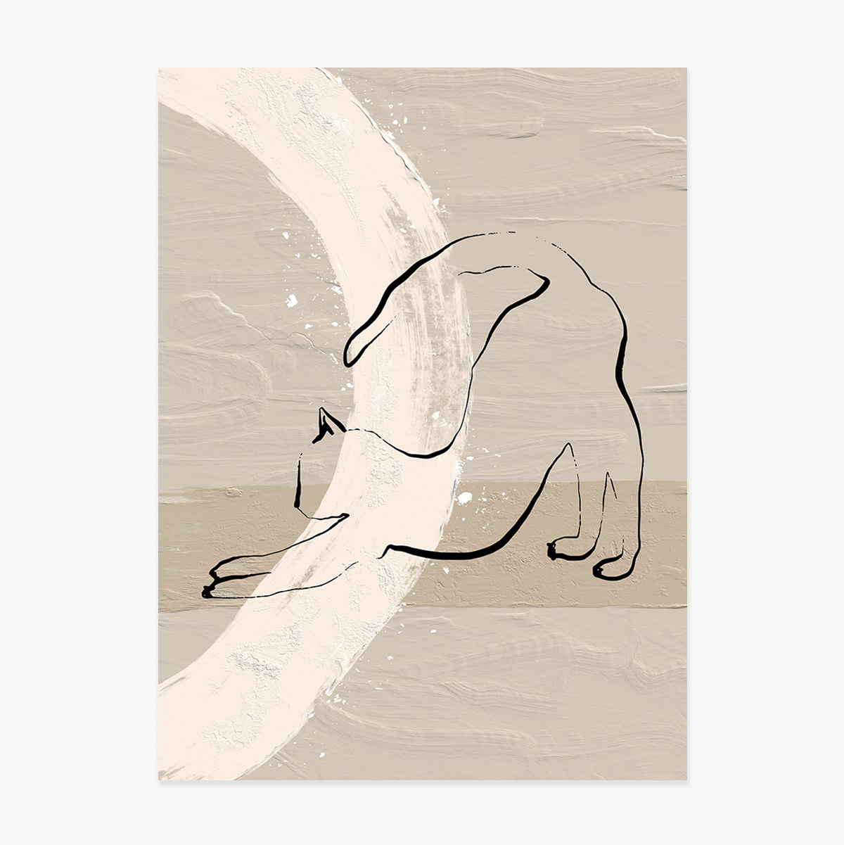 Póster de un gato minimalista en línea de trazo