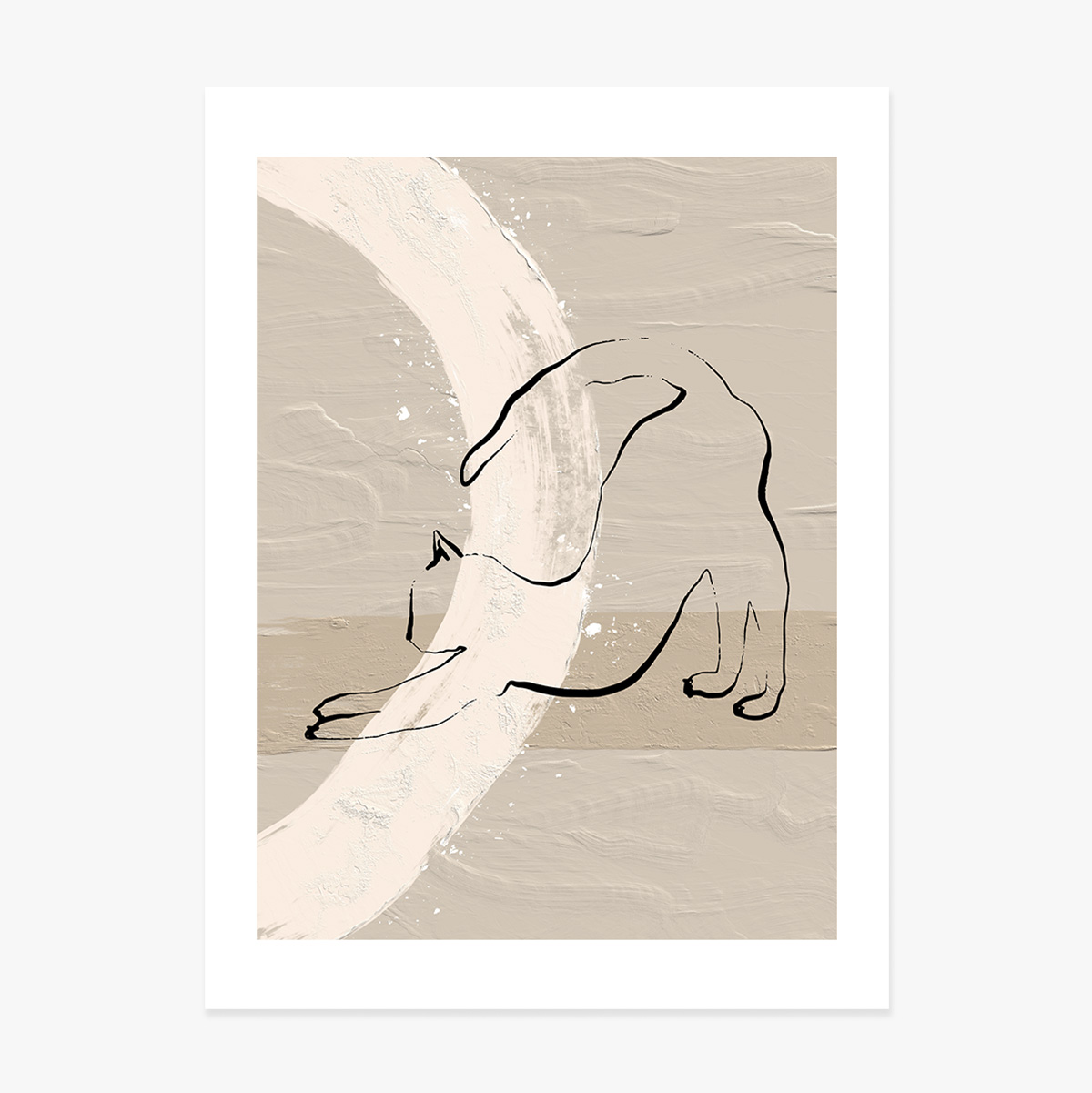 Póster de un gato minimalista en línea de trazo