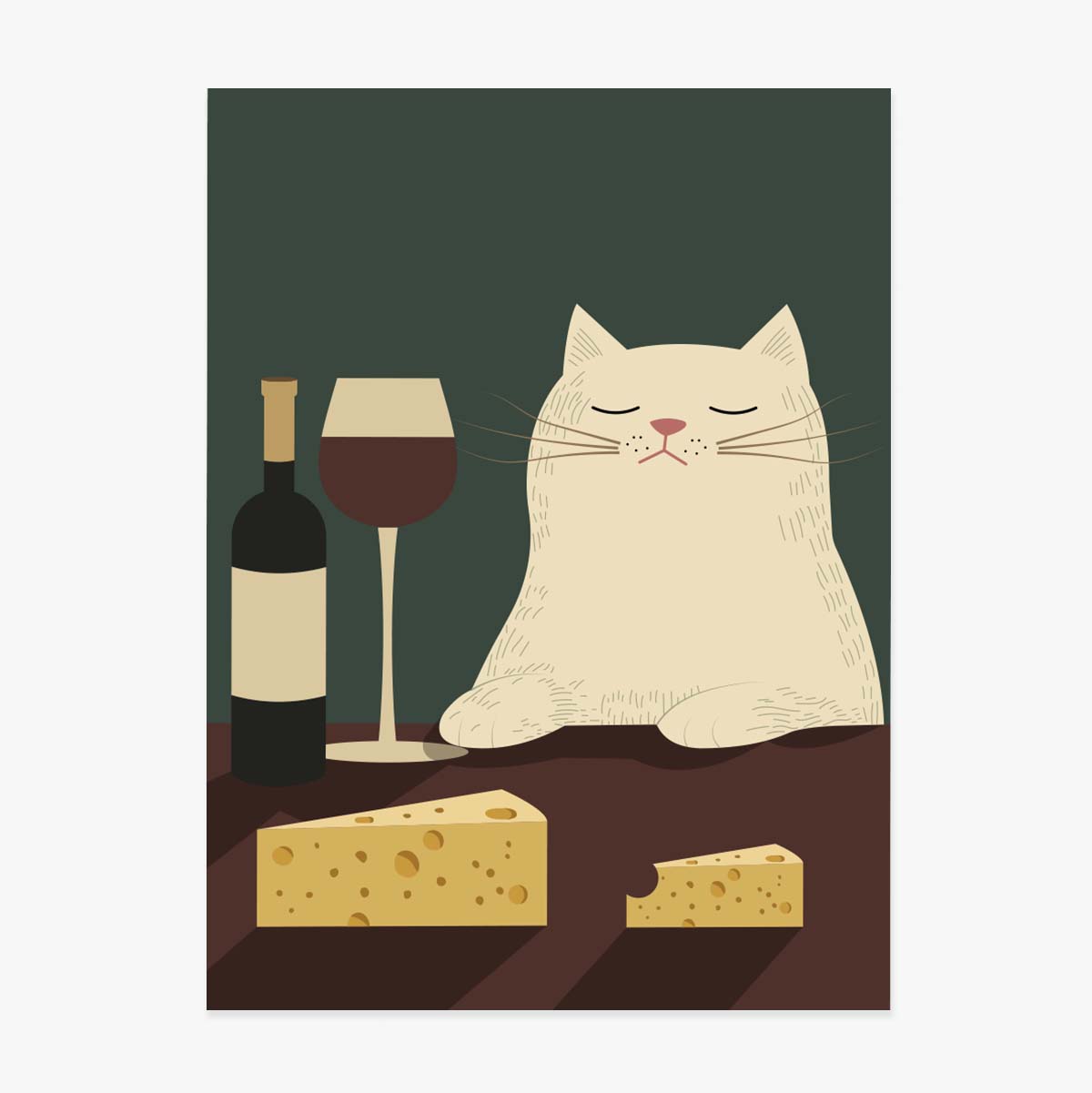 Póster: El gato, el vino y el queso