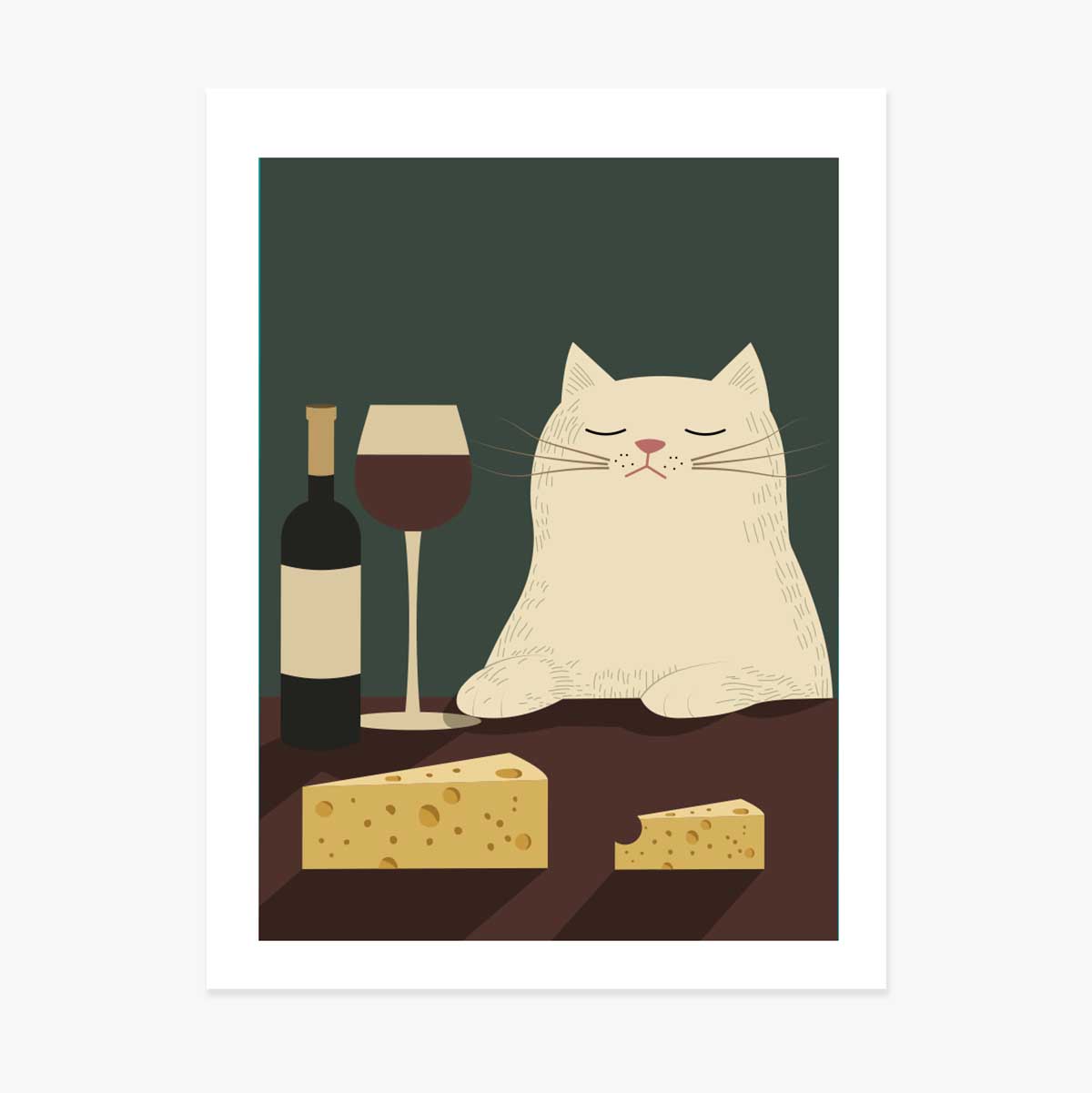 Póster: El gato, el vino y el queso
