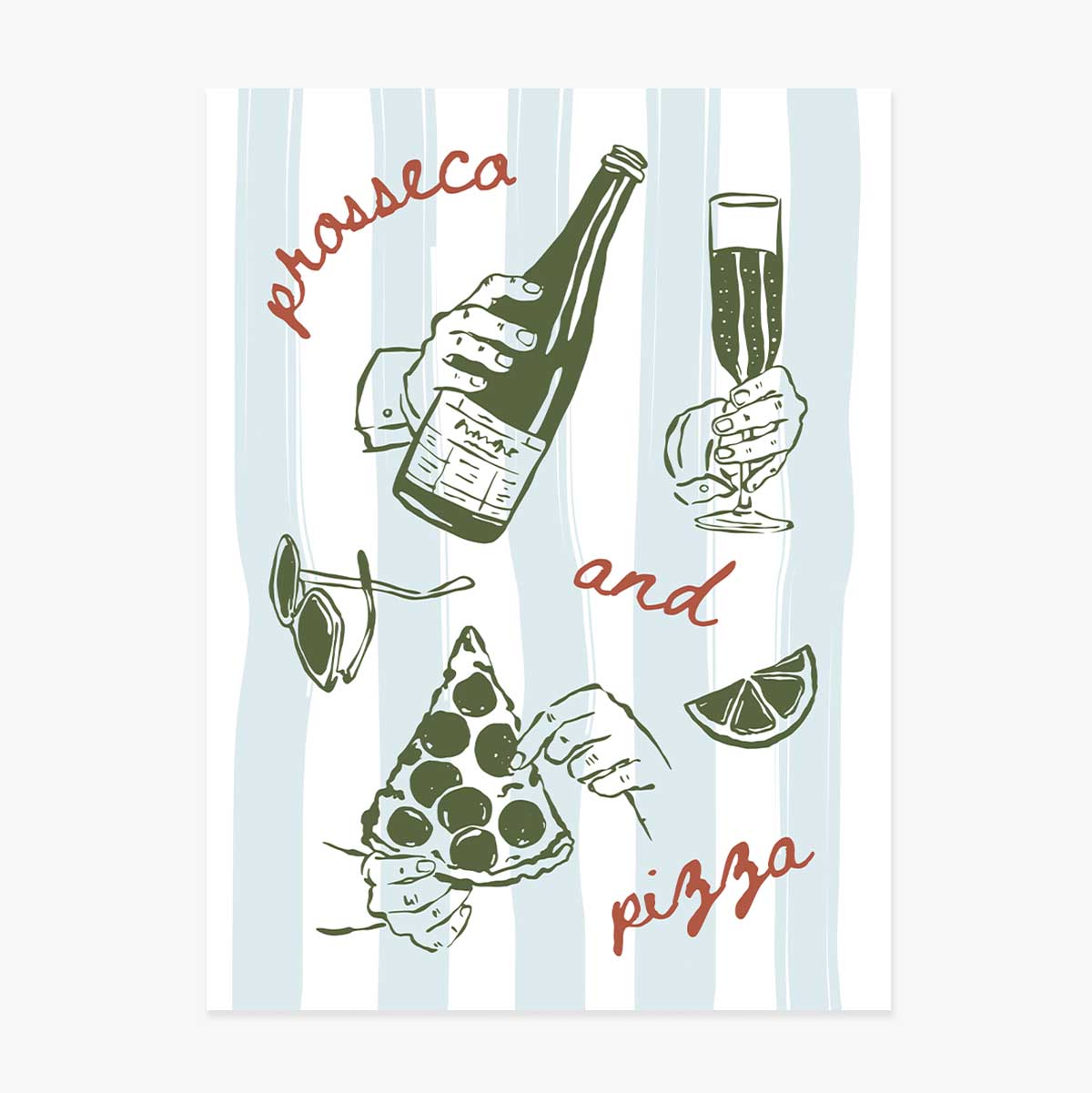 Cartel de Prosecco y pizza