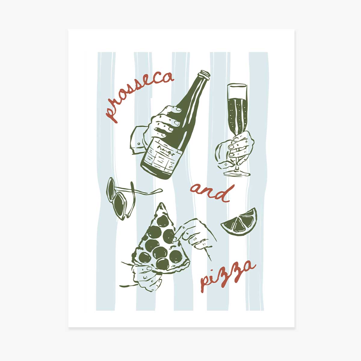 Cartel de Prosecco y pizza