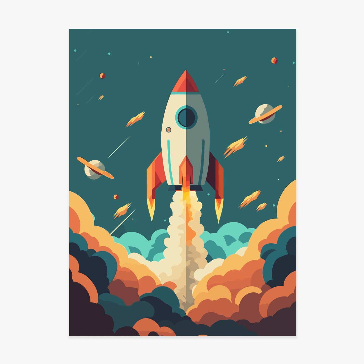 Poster Rocket in Space