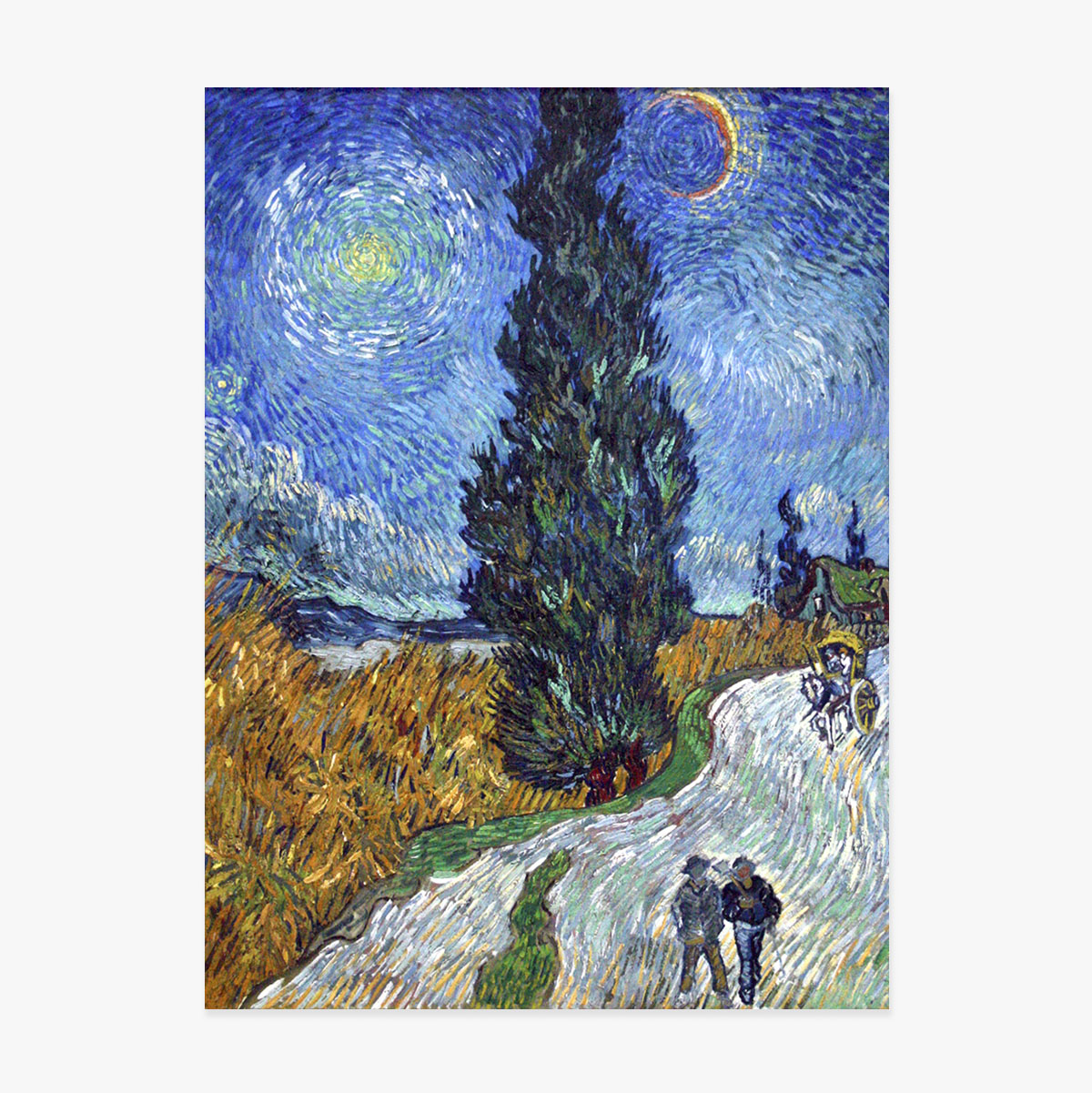Póster de Vincent van Gogh, «Camino con cipreses y una estrella», 1890