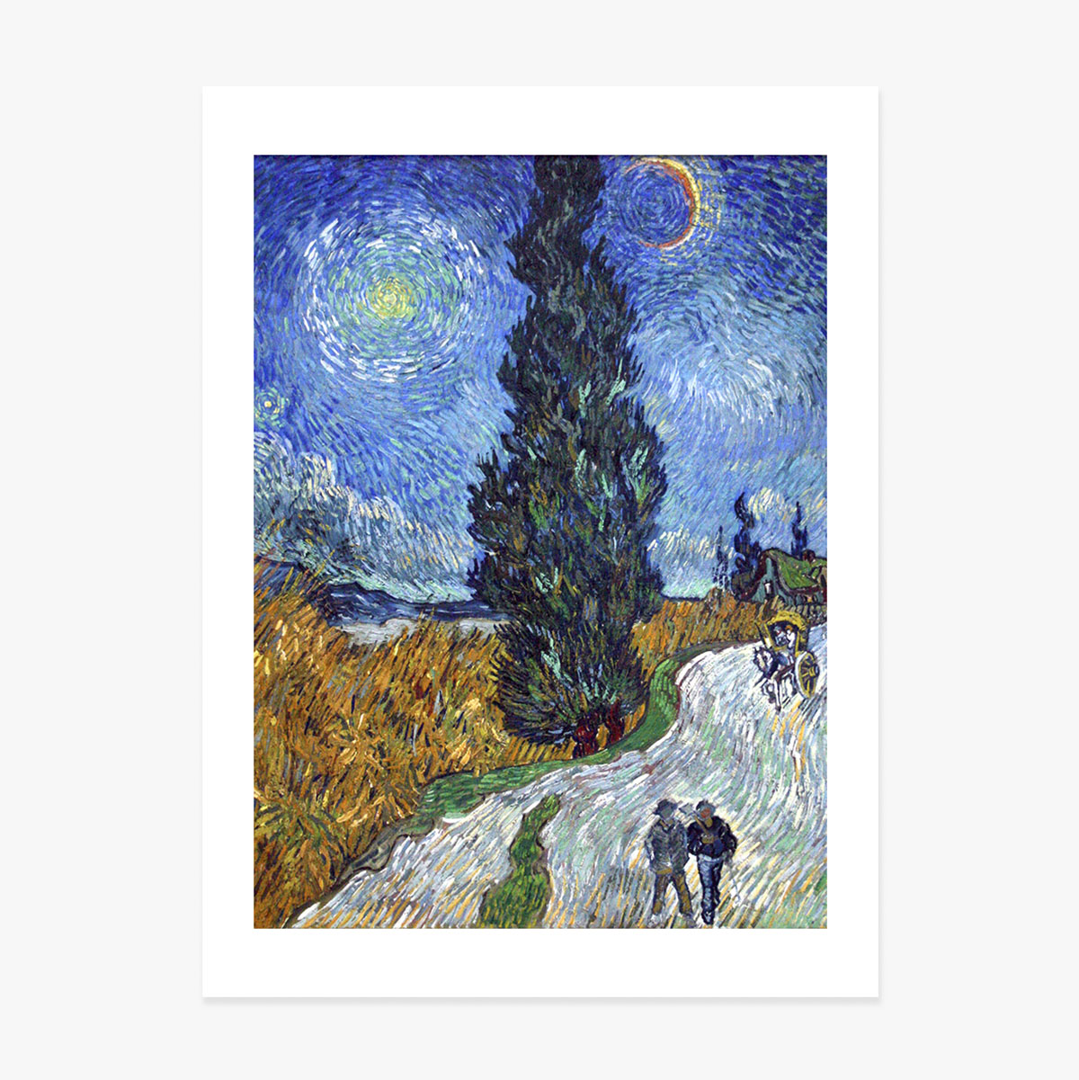Póster de Vincent van Gogh, «Camino con cipreses y una estrella», 1890
